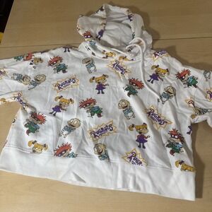 Nickelodeon women's 90's rugrats graphic cropped hooded sweater size‎ Large